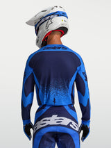 Alpinestars Techstar Swan Jersey, Men's Motocross Gear, Ucla Blue and Deep Blue, featuring an athletic race fit.