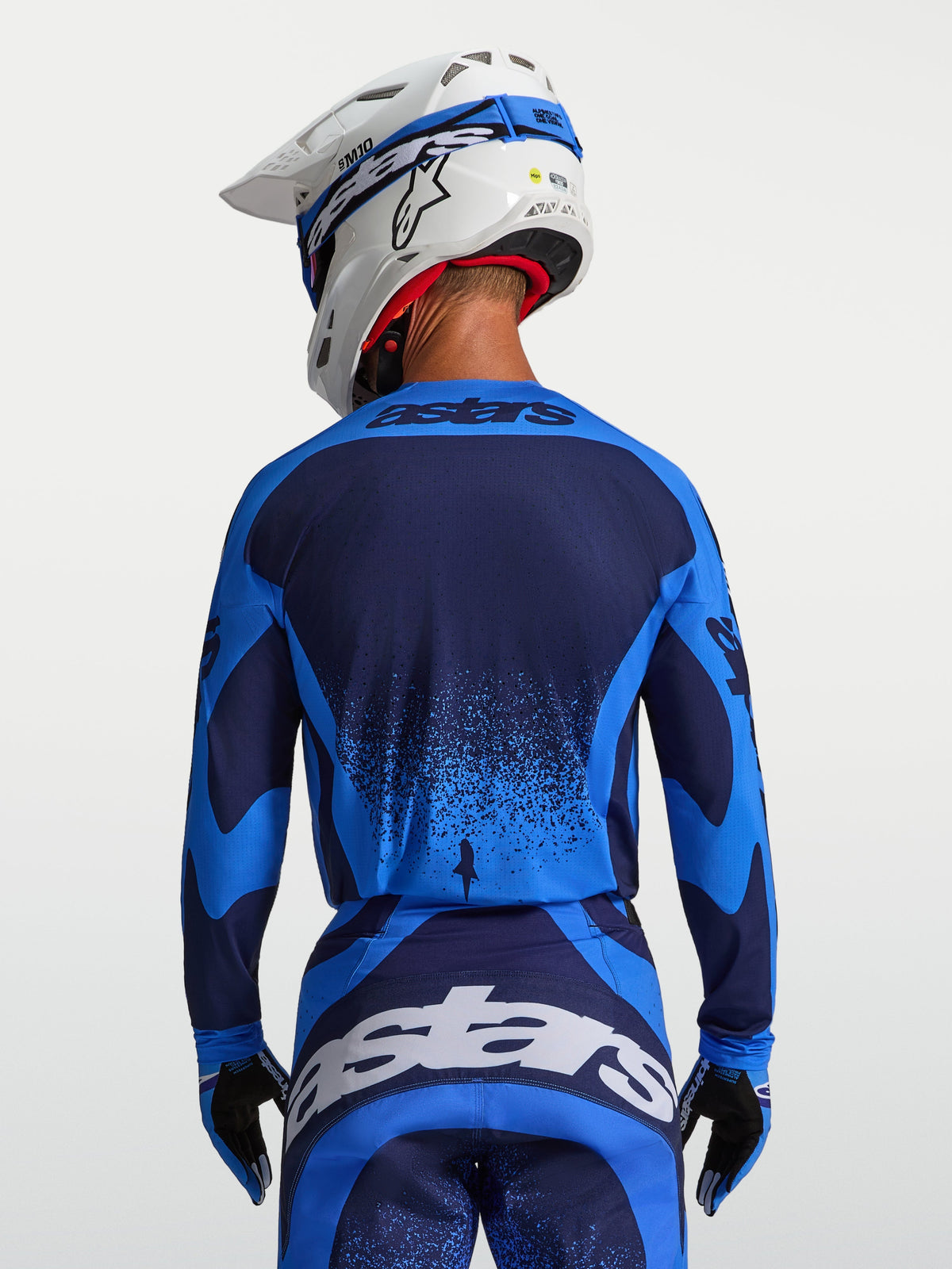 Alpinestars Techstar Swan Jersey, Men's Motocross Gear, Ucla Blue and Deep Blue, featuring an athletic race fit.