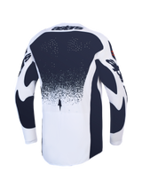 Alpinestars Techstar Swan Jersey, athletic race fit motocross top in white and dark gray with laser-cut perforations.