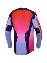 Alpinestars Racer Air Hunt Jersey, Men's Motocross Racing Jersey, Rear View, Light Violet, Deep Purple, and Pink Fluo, Full Airflow Mesh.