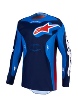 Alpinestars Racer Hunt Jersey, Motocross Performance, Men's, Strong Blue and Red, moisture-wicking polyfabric construction.
