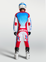 Alpinestars 2027 Racer Hunt Jersey, Men's Motocross Jersey, Rear View, White, Fire Red, and UCLA Blue moisture-wicking textile.
