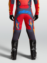 Alpinestars Racer Hunt Pants in Fire Red and Graystone, men’s motocross pants with pre-curved leg construction and blue Astars logo on seat.