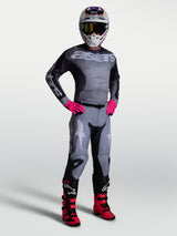 Alpinestars 2027 Racer Amber Jersey and Gear Set, men's gray and pink motocross outfit with an athletic fit.