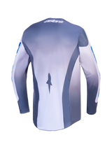 Alpinestars Racer Amber Jersey, Men's Motocross Jersey in Ash Gray and UCLA Blue, back view with breathable mesh panels.