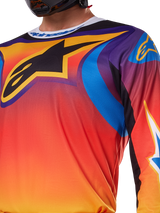 Alpinestars 2025 Fluid Wurx Jersey, Multicolor White and Orange design, Long-sleeve Motocross Jersey, Relaxed Athletic Fit, moisture-wicking polyfabric for off-road performance