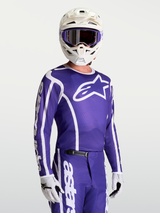 Alpinestars Fluid Apex V2 Jersey, Men's Motocross Jersey, Deep Blue and White, Moisture-Wicking Performance Textile.
