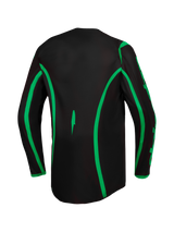 Alpinestars Fluid Apex V2 Jersey, Men's Motocross Jersey in Black and Green Fluo, featuring extended rear coverage.