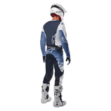 Alpinestars 2024 Racer Hoen Jersey, Men's Motocross Gear, White and Navy, back view, moisture-wicking stretch fabric.
