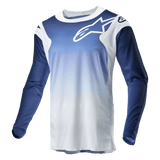 Alpinestars 2024 Racer Hoen Jersey, Motocross Jersey, Blue and White, moisture-wicking poly-fabric with breathable mesh.