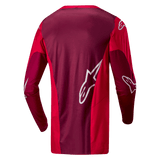 Alpinestars 2024 Racer Hoen Jersey, back view in Mars Red and Burgundy, featuring moisture-wicking mesh and technical fabric.