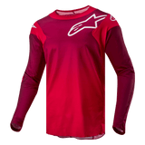 Alpinestars 2024 Racer Hoen Jersey, Men's Motocross Jersey, Mars Red and Burgundy, with moisture-wicking stretch fabric.