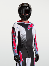 Alpinestars Fluid Drag Jersey, Men's Motocross Jersey, Black and White with Red and Blue, Lightweight Breathable Textile.