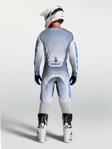Alpinestars Racer Amber Jersey, Men's Motocross gear in Gray and Blue, showing a full rear-view on model.