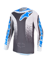 Alpinestars Fluid Drag Jersey, Men's Motocross Jersey, Gray and Blue, moisture-wicking polyfabric construction.