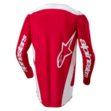 Alpinestars 2024 Fluid Lurv Jersey, Motocross Jersey, Mars Red and White, rear view featuring a large white star logo on the back, white side panels, and branding on the sleeves