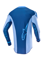 Alpinestars Limited Edition Techstar Steeler Jersey, Motocross Gear, Rear View in Sapphire Blue and Light Blue.