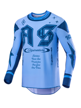 Alpinestars Limited Edition Techstar Steeler Jersey, Men's Motocross Jersey, Sapphire and Dark Blue, vented stretch fabric.