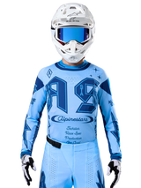 Alpinestars Techstar Steeler Jersey, sapphire and light blue, breathable motocross performance wear for off-road racing.