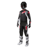 Alpinestars 2024 Fluid Lucent Jersey, Motocross Gear, Black and White, Red accents, full performance off-road kit.