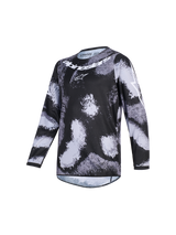 Alpinestars 2026 Racer Lahnd Jersey, Motocross Jersey, Iron Camo, Black and grey camouflage pattern, white Alpinestars wordmark and logo on chest, long-sleeve performance off-road apparel