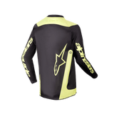 Alpinestars Youth 2024 Racer Lurv Jersey, Motocross Jersey, Black and Yellow Fluo, featuring back star logo and drop tail.