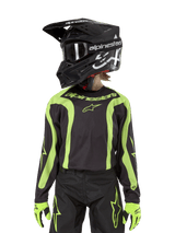Alpinestars Youth 2024 Racer Lurv Jersey, Motocross Jersey, Youth, Black and Yellow Fluo, moisture-wicking performance construction.