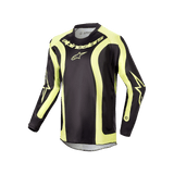 Alpinestars Youth 2024 Racer Lurv Jersey, Black and Yellow Fluo Motocross Jersey, lightweight moisture-wicking poly-fabric.