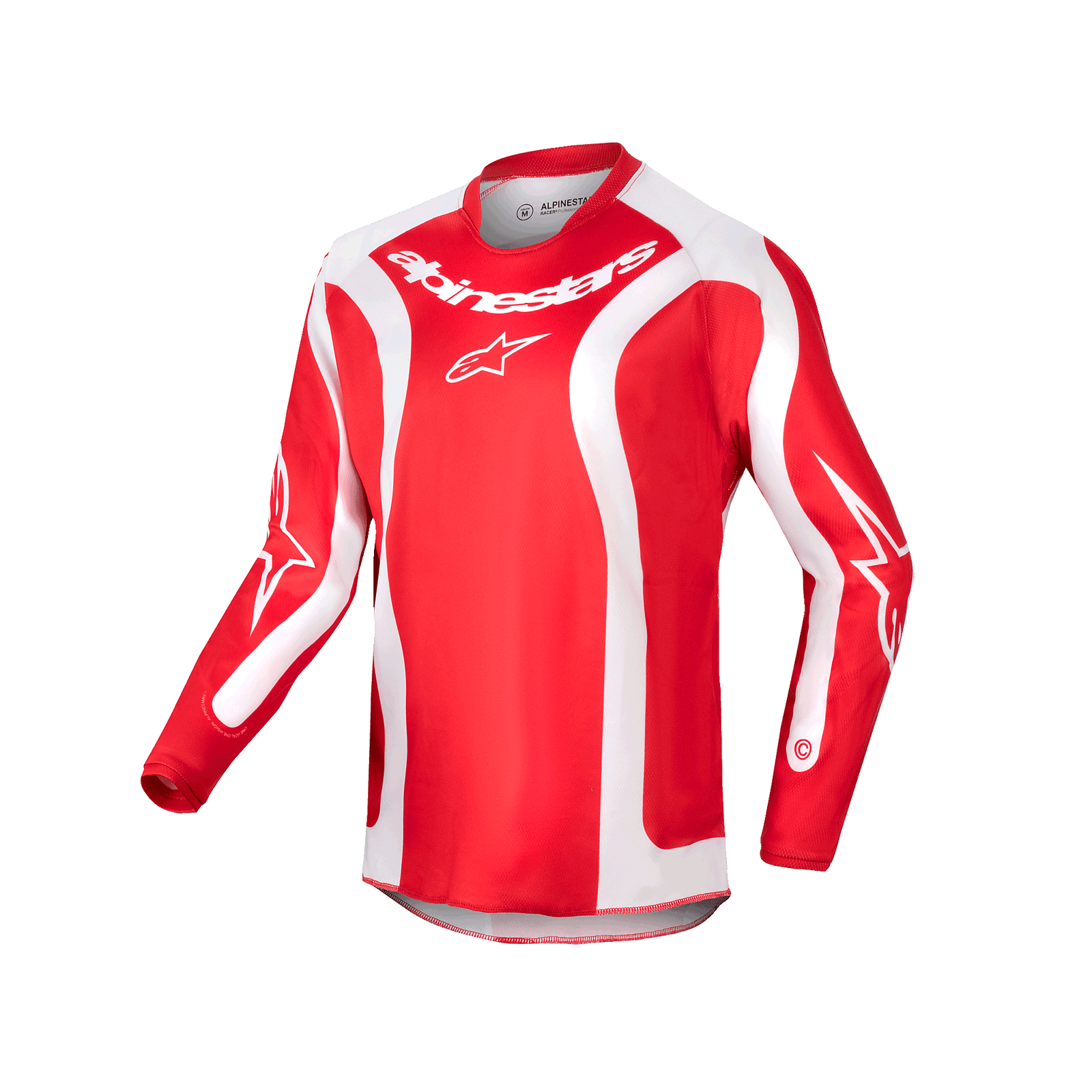 Alpinestars Youth 2024 Racer Lurv Jersey, Motocross Jersey, Mars Red and White, lightweight moisture-wicking fabric.