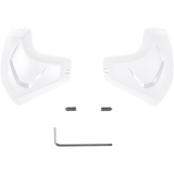 Alpinestars Elbow Sliders, White, replacement elbow slider set including two polyurethane inserts, mounting screws, and hex key, anatomically shaped for motorcycle racing suits
