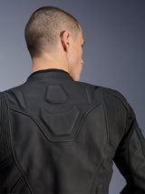 Alpinestars Dusk Leather Jacket, Man, Black Motorcycle Jacket, bovine leather with embossed logo and accordion panels.