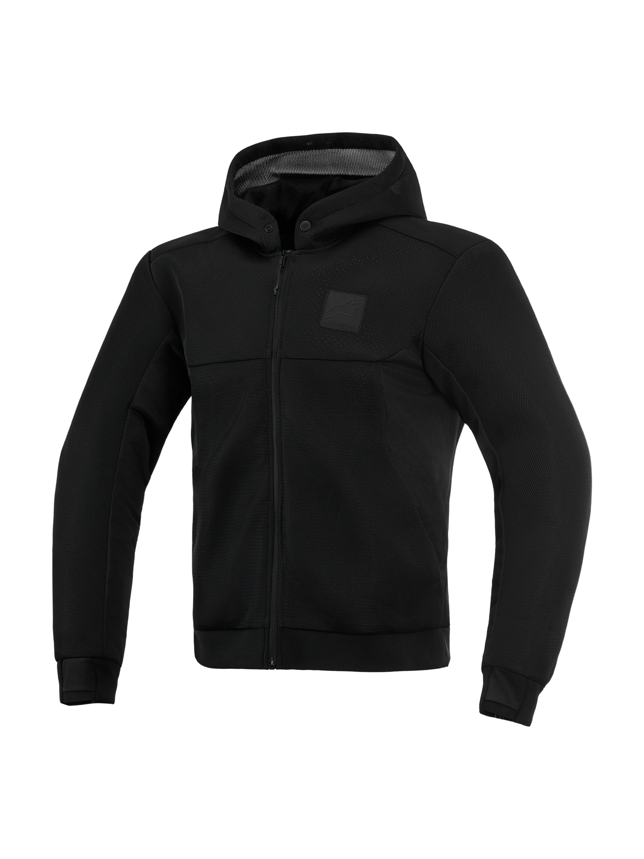 Alpinestars Chrome Superairflow Hoodie, Men's Casual Motorcycle Riding, Black, 3D Mesh with Nucleon Flex Plus armor.