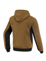 Alpinestars Chrome Superairflow Hoodie, back view in brown and black, featuring breathable 3D mesh for motorcycle riding.