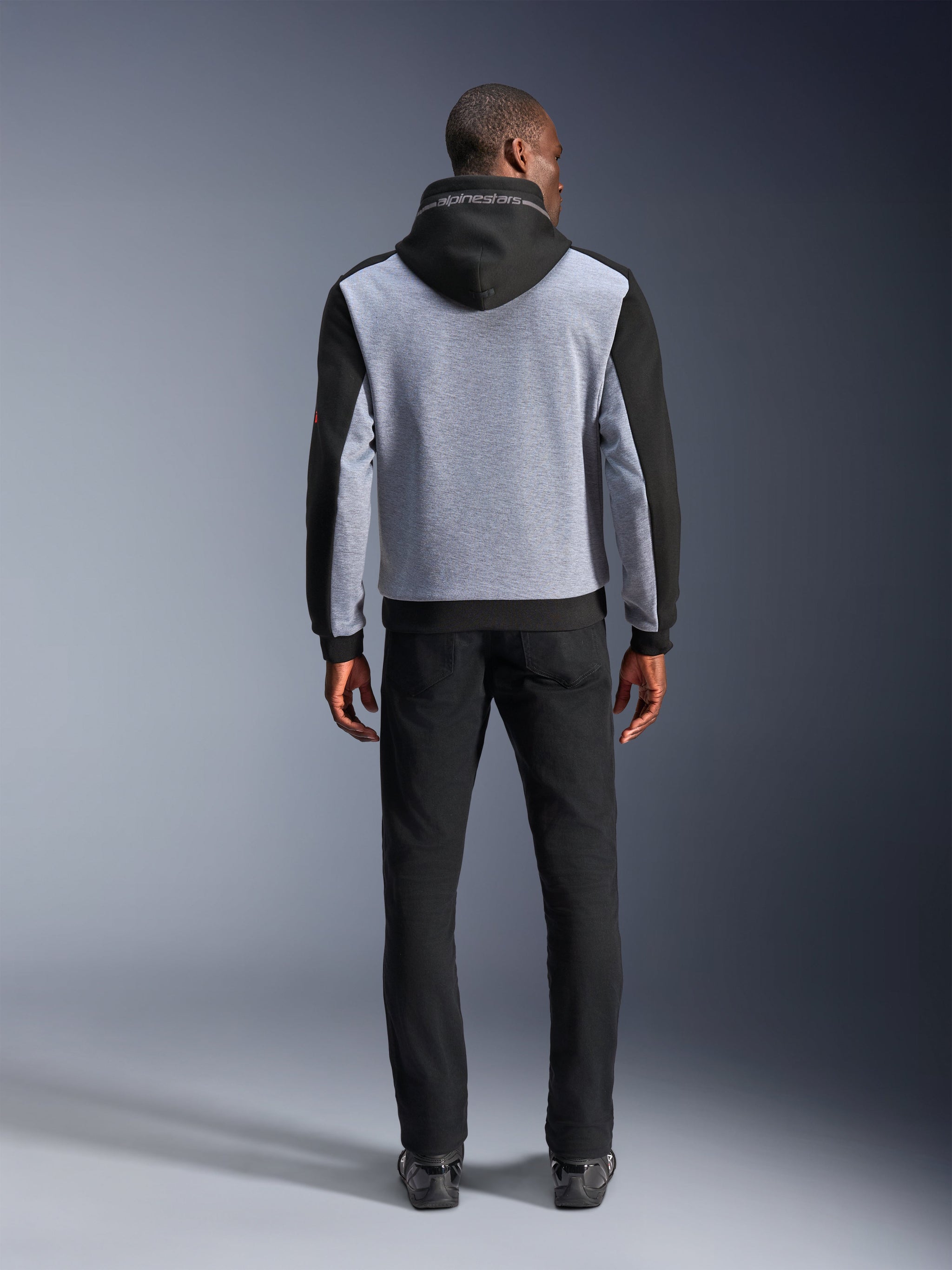 Alpinestars Chrome V2 Sport Hoodie, Men's Urban Motorcycle Jacket, Black and Gray Heather, Aramidic Reinforcements.