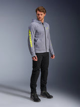 Alpinestars Chrome V2 Sport Hoodie, Men's Urban Motorcycle Riding Hoodie, Gray Heather and Fluo Yellow, CE Certified tech fleece with aramidic reinforcements and Nucleon Flex Plus armor.