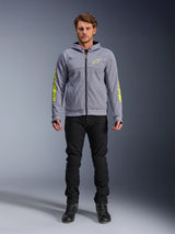 Alpinestars Chrome V2 Sport Hoodie, men's urban motorcycle jacket in Gray and Fluo Yellow technical fleece.