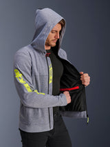 Alpinestars Chrome V2 Sport Hoodie, gray and yellow urban motorcycle jacket for men showing internal mesh lining.
