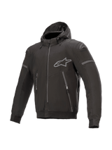Alpinestars Sektor Tech V2 Hoodie, Men's Black Urban Road Jacket, CE Certified, featuring a wind-resistant shell.
