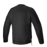 Alpinestars Legit Crew Fleece, Black, back view of urban motorcycle riding pullover, crew neck with ribbed cuffs and hem, side zippers for access, casual protective gear for riders