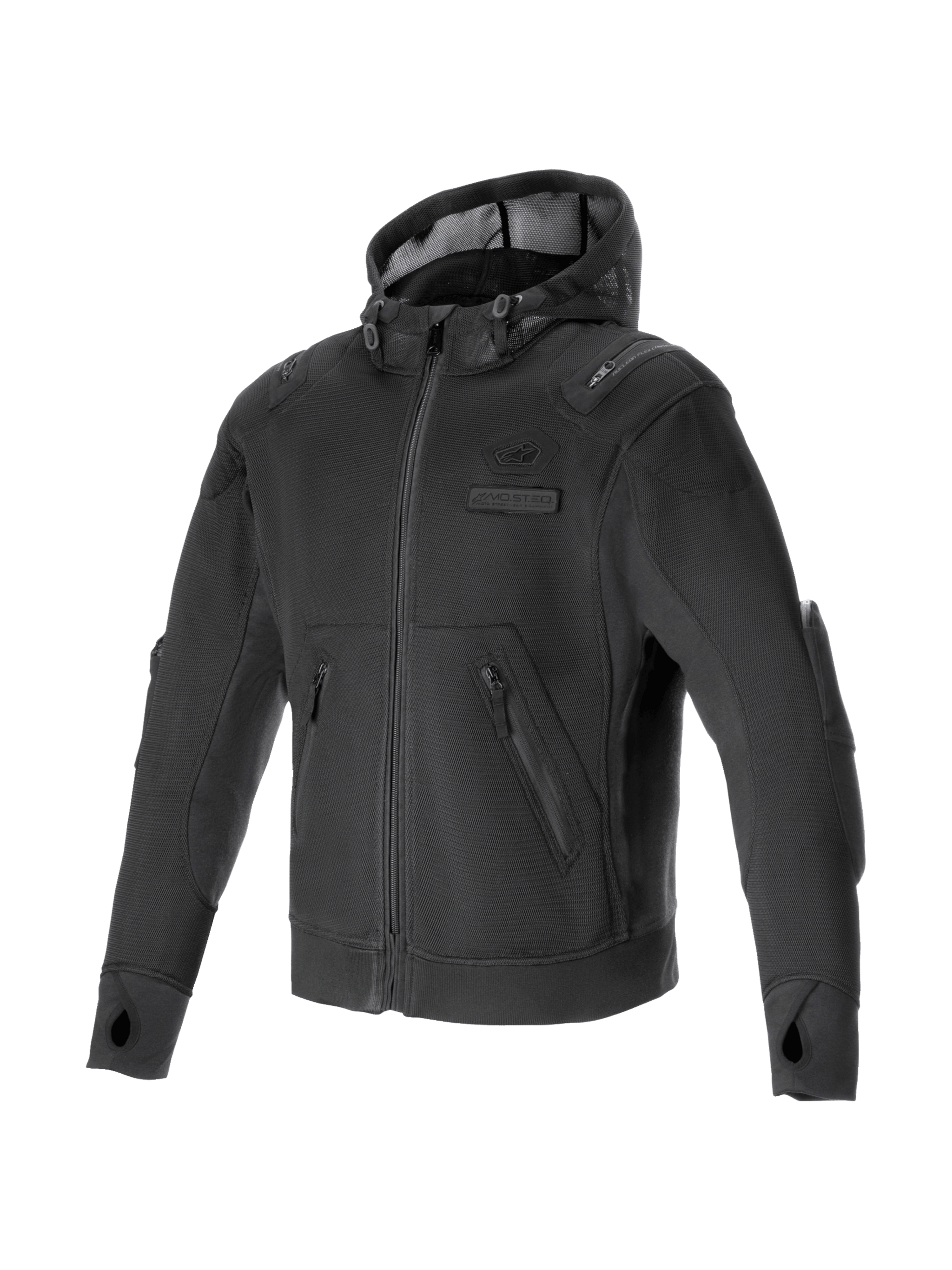 Alpinestars Moflow Air Tech Hoodie, Urban Motorcycle Jacket, Man, Black, Mesh Textile, Tech-Air Ready.
