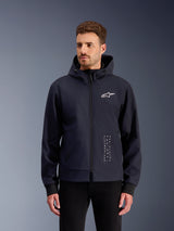Alpinestars Radium Tech Hoodie, Men's Black and White Windproof Urban Motorcycle Jacket, Lightweight 3L Tech Shell.
