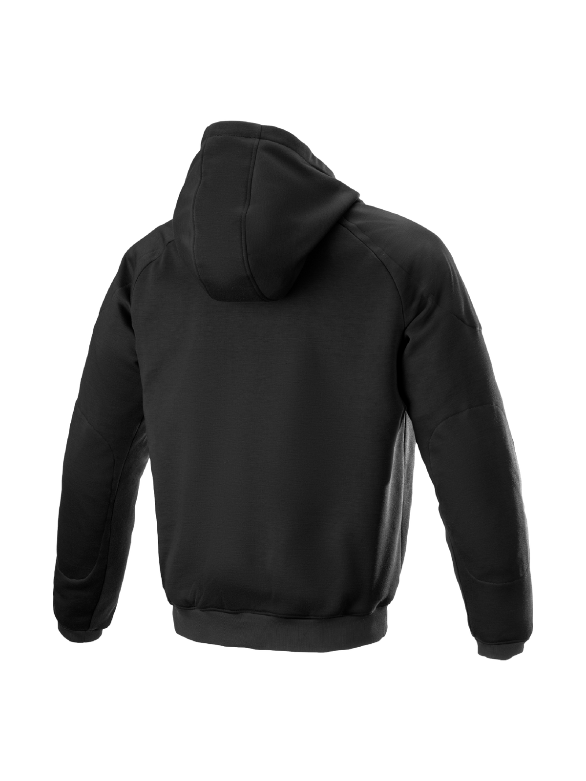 Alpinestars Ageless Hoodie, black textile urban motorcycle jacket featuring internal riding protection, back view.