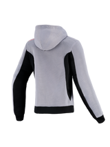 Alpinestars Stella Chrome Superairflow Hoodie, Women's Urban Motorcycle Hoodie, Mid Gray and Black, 3D Mesh, Rear View.