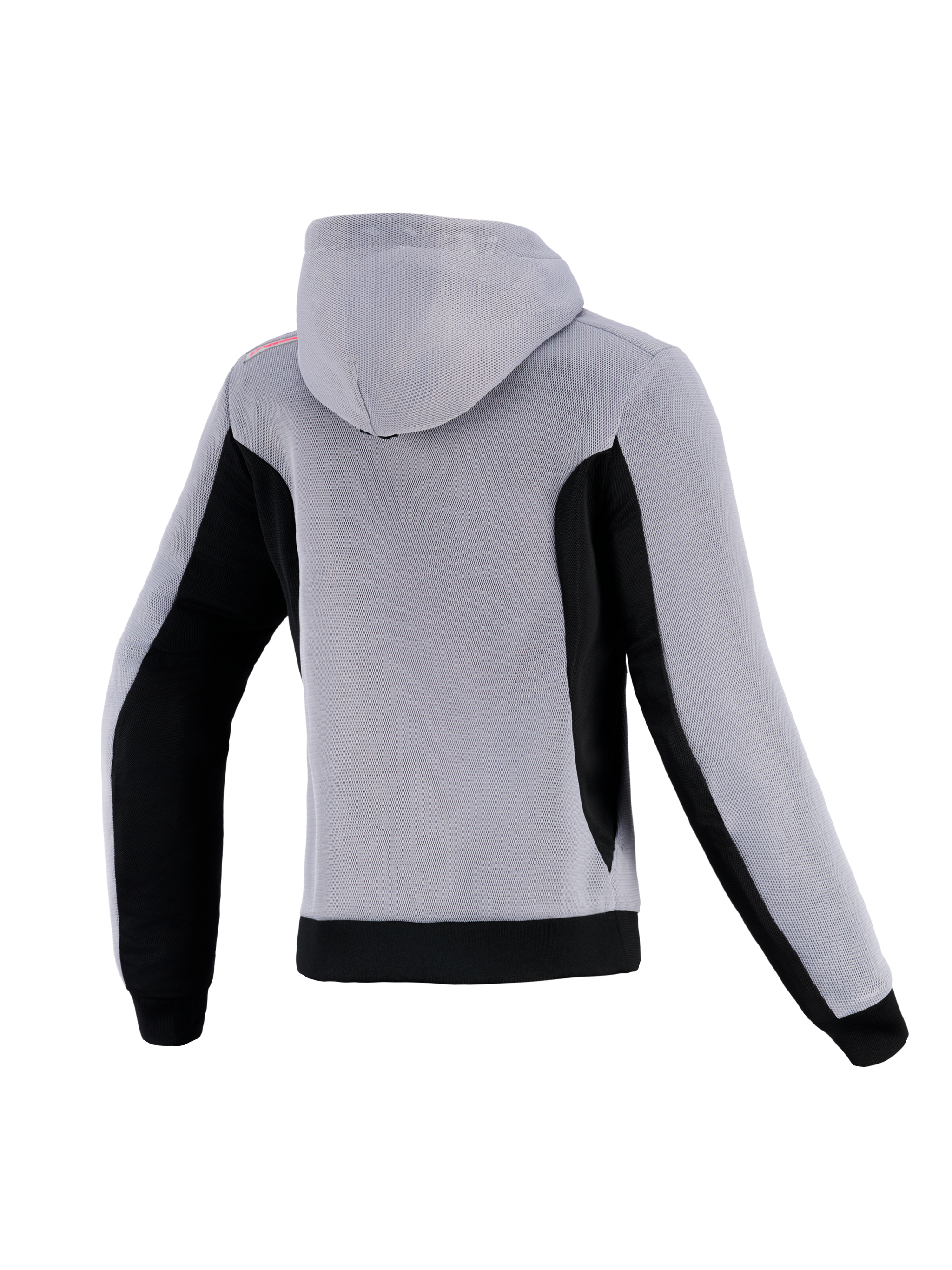 Alpinestars Stella Chrome Superairflow Hoodie, Women's Urban Motorcycle Hoodie, Mid Gray and Black, 3D Mesh, Rear View.
