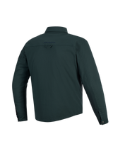 Alpinestars Bryon Water Resistant Overshirt, Dark Emerald, Back View, water-resistant waxed canvas motorcycle jacket, features embroidered logo on upper back, back hanging loop, and longer rear profile for coverage