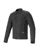 Alpinestars Garage Jacket, urban contemporary motorcycle jacket, Smoke Gray stretch cotton denim with CE Level 1 impact protection.