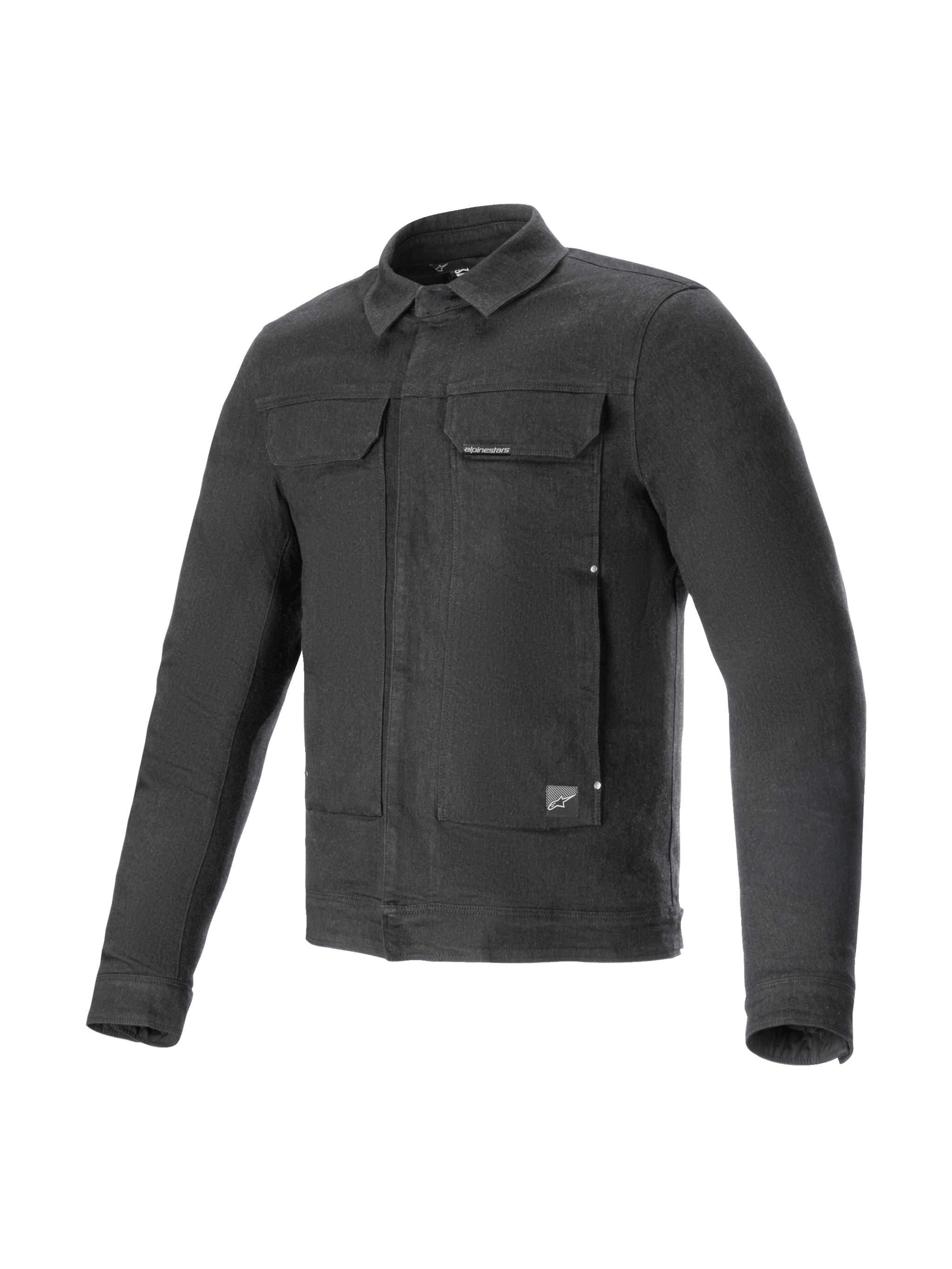 Alpinestars Garage Jacket, urban contemporary motorcycle jacket, Smoke Gray stretch cotton denim with CE Level 1 impact protection.
