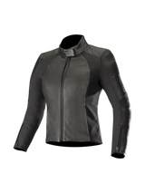 Alpinestars Stella Vika V2 Women's Motorcycle Leather Jacket in black with aramid stretch panels and CE-certified armor.