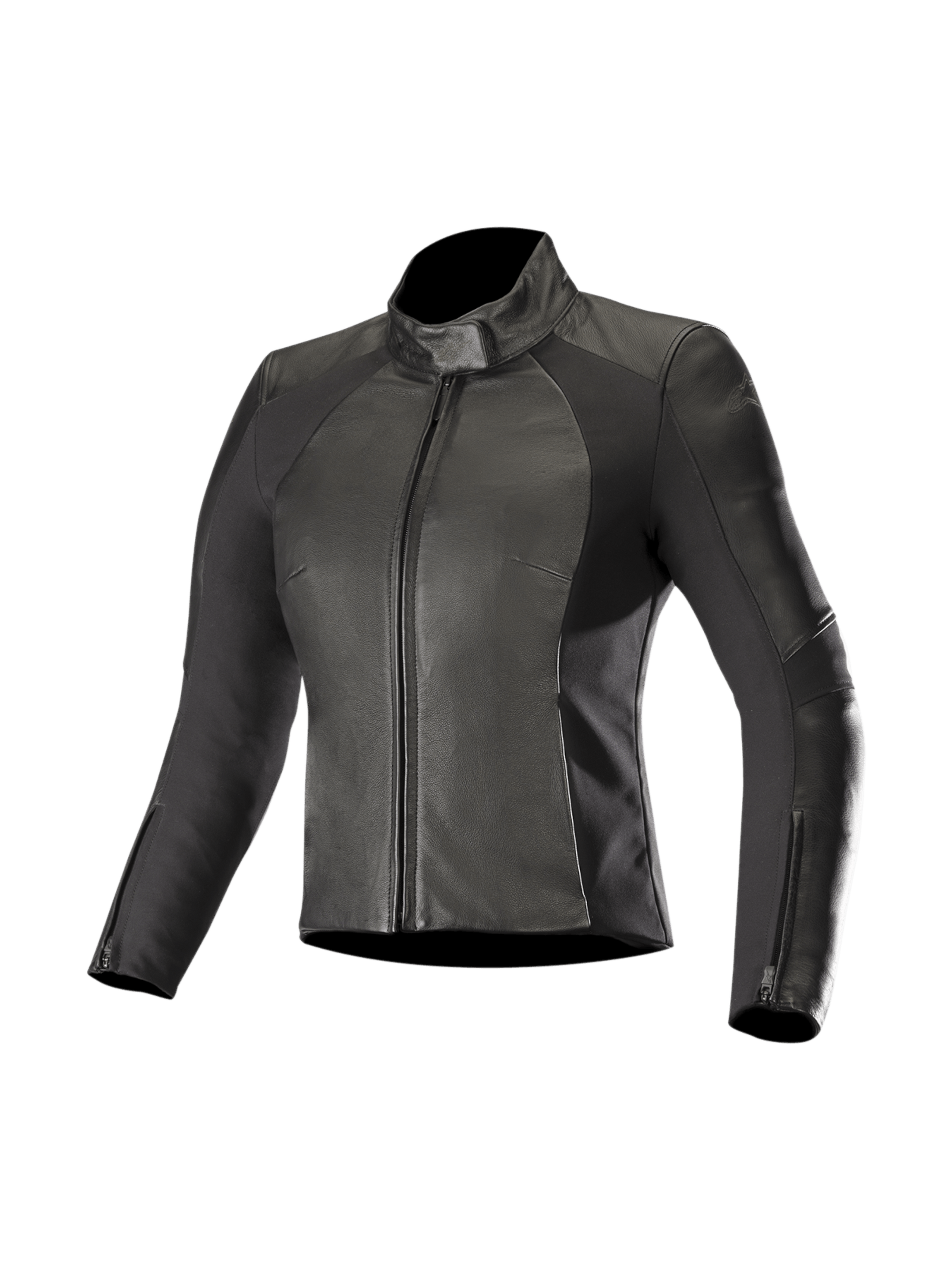 Alpinestars Stella Vika V2 Women's Motorcycle Leather Jacket in black with aramid stretch panels and CE-certified armor.