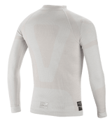 Alpinestars ZX Evo V2 Long Sleeve Top, Auto Racing Base Layer, White Gray, back view featuring lightweight seamless tubular construction and FIA certification labels at the bottom hem